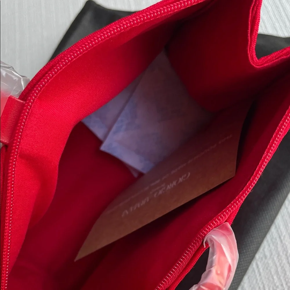 Giorgio Armani Red Zip Cosmetic Pouch clutch